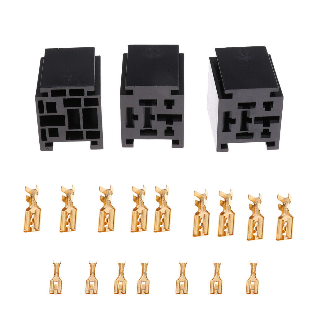 3 Pieces Automotive 80A 5 Pin Relay Socket Connector Holder With Terminals