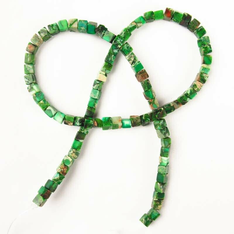 Green Manmade Sea Sediment Jasper Cubic Loose Bead 15.5 inch 4x4x4mm A567DHS