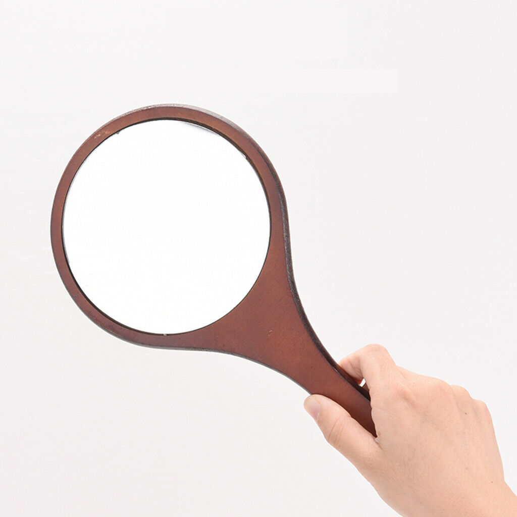 Pack Of 2 Colors Rustic Exquisite Wooden Makeup Mirrors Round Handheld Mirrors