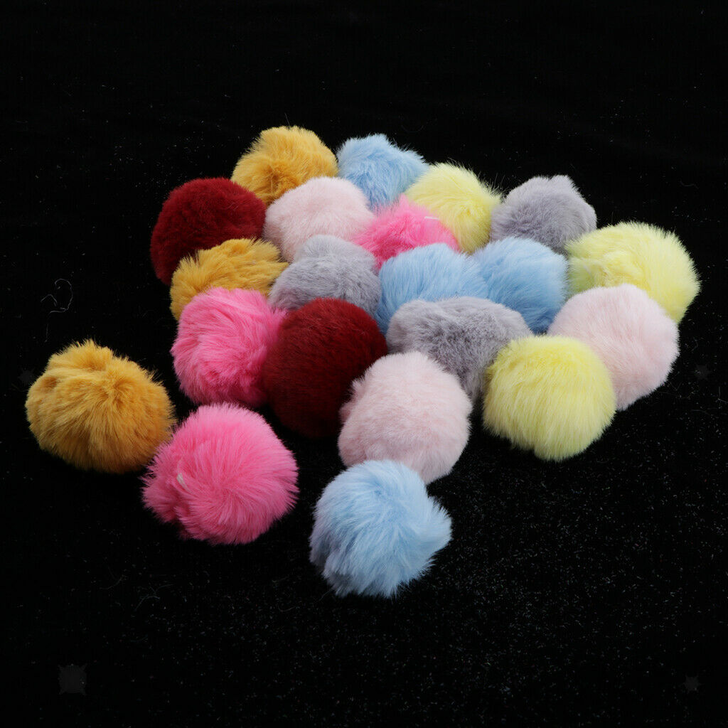 20pcs  Faux Fur Pom Pom Ball Keychain For Hat Bag Accessories Mixed