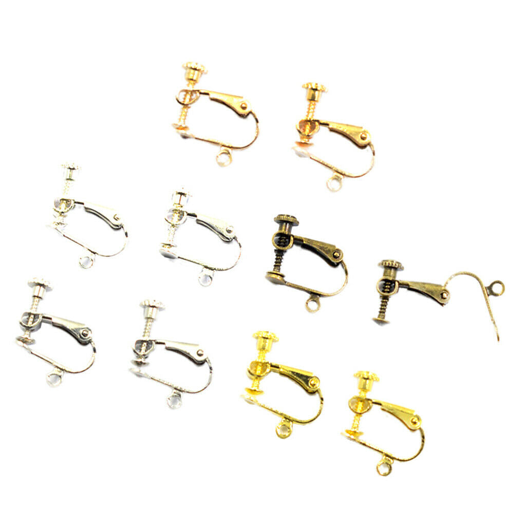 10 Pack Metal Earrings Converter Clamps Clip On Screw Earring Findings Craft
