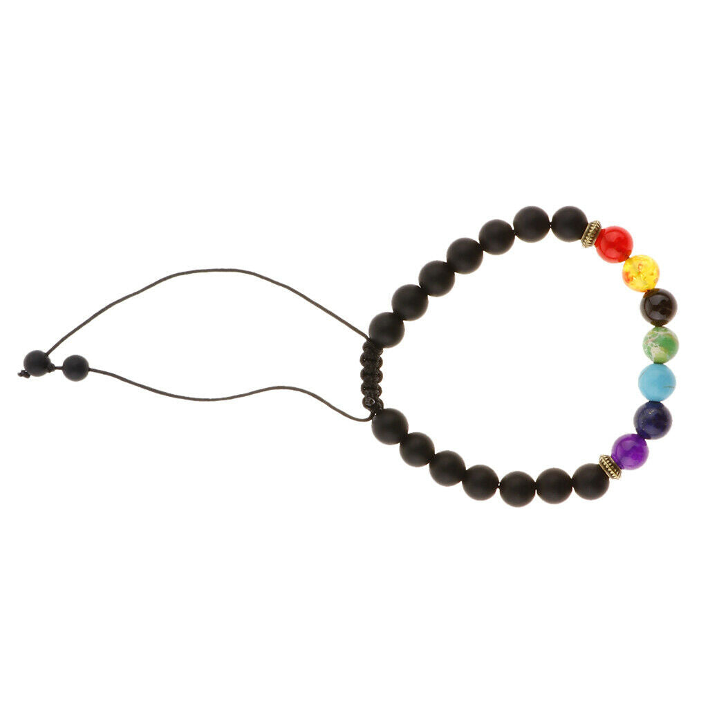 Stone Beads Bracelet Elastic Stretchy Yoga Bracelet Black Matte