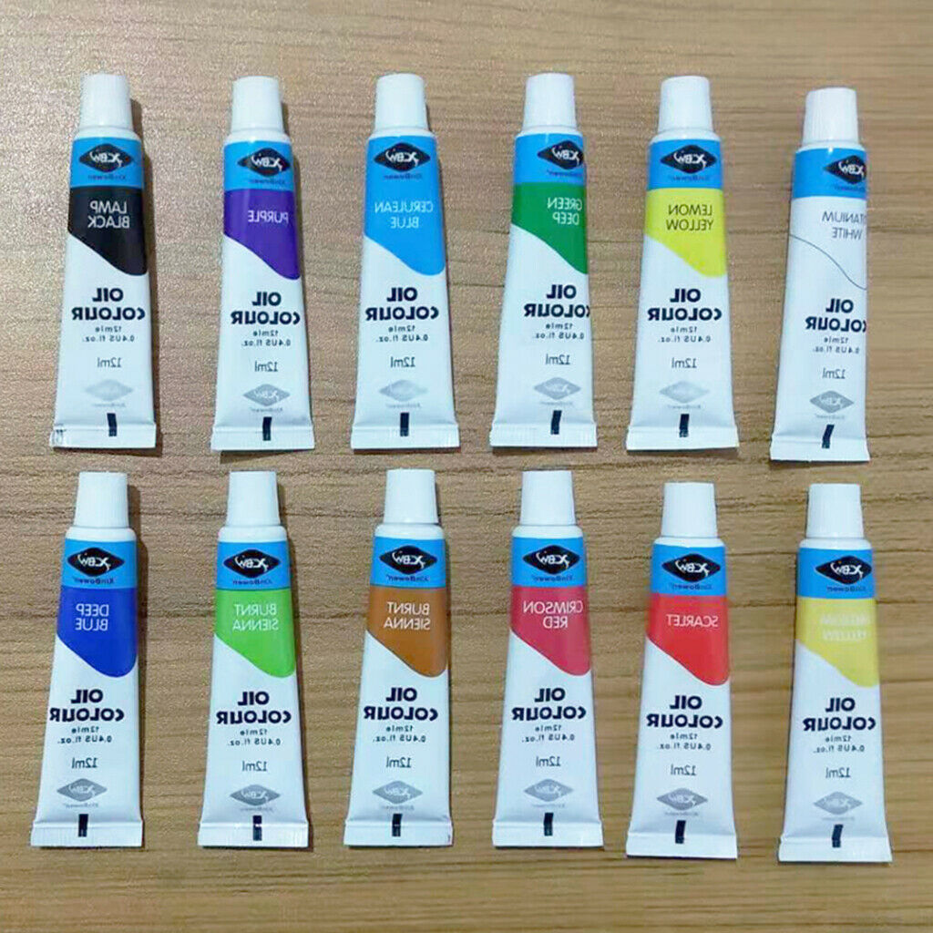Set of 12Pcs Oil Paints 12ml Tubes Creative DIY Oil Painting Drawing Coloring