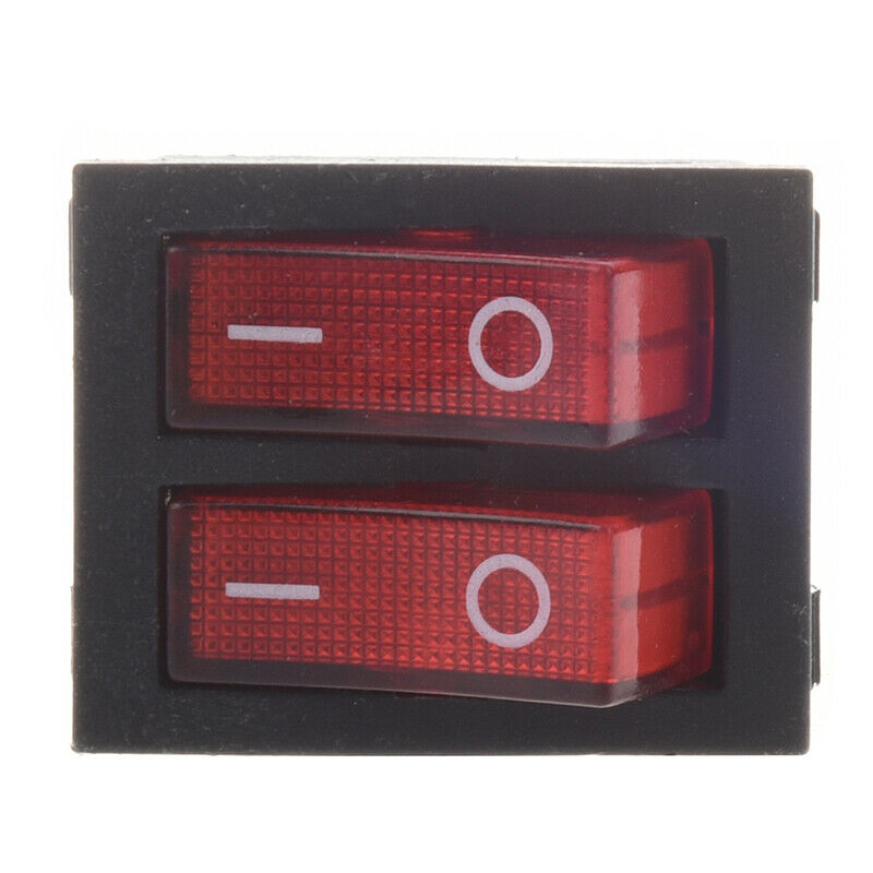 Red Light Illuminated 6 Pin Dual SPST ON/OFF Boat Rocker Switch AC 15A/250V 20Z3