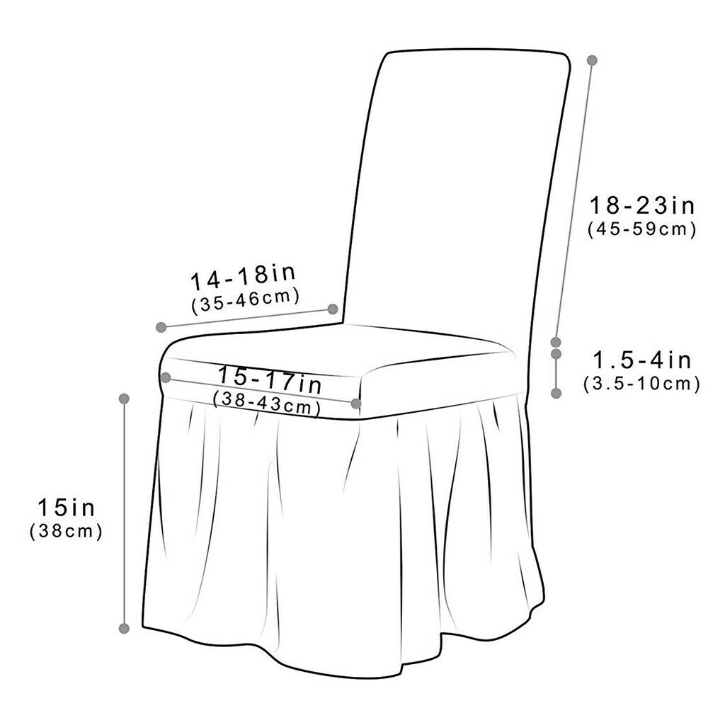 Ruffled Long 2-Piece Stretch Banquet Dining Chair Covers Gray