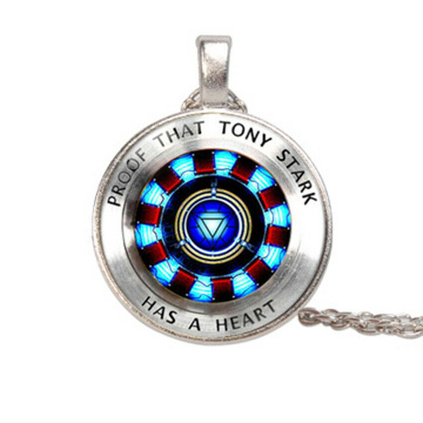 l Iron Man Tony Stark Arc Reactor Cabochon Necklace Glass Pendant The Avengers