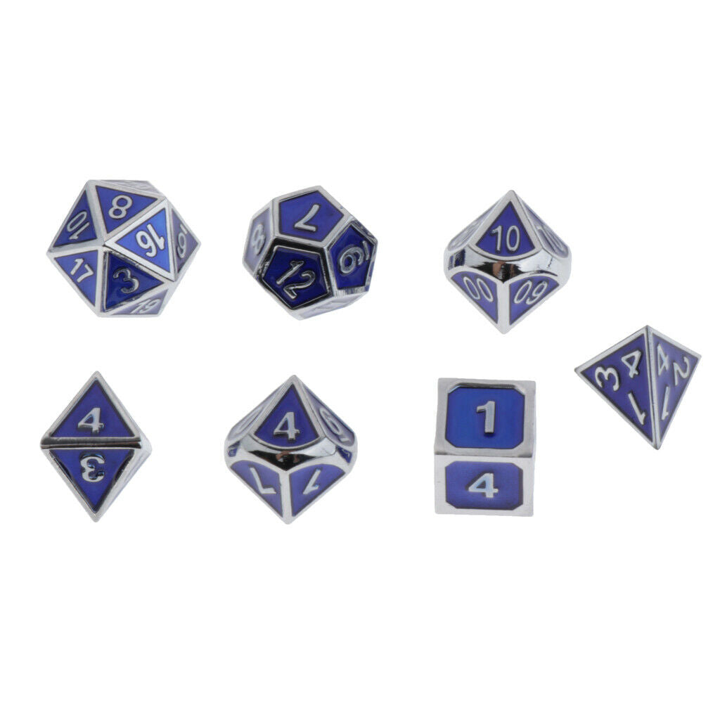 Zinc Alloy Multi-sided Dices D4-D20 Die for Role Play KTV Board Game Blue