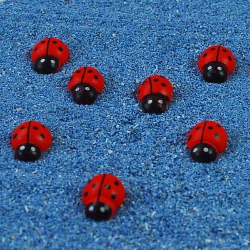 100-pack Mini Red Ladybug Embellishments Flat Back Wood Craft Making Art Decors
