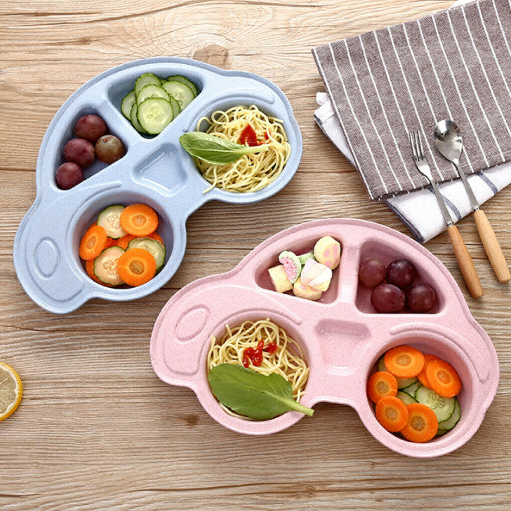 Cute Car Shaped Meal Tray Food Fruit Plate for Baby Toddler Children's Pink