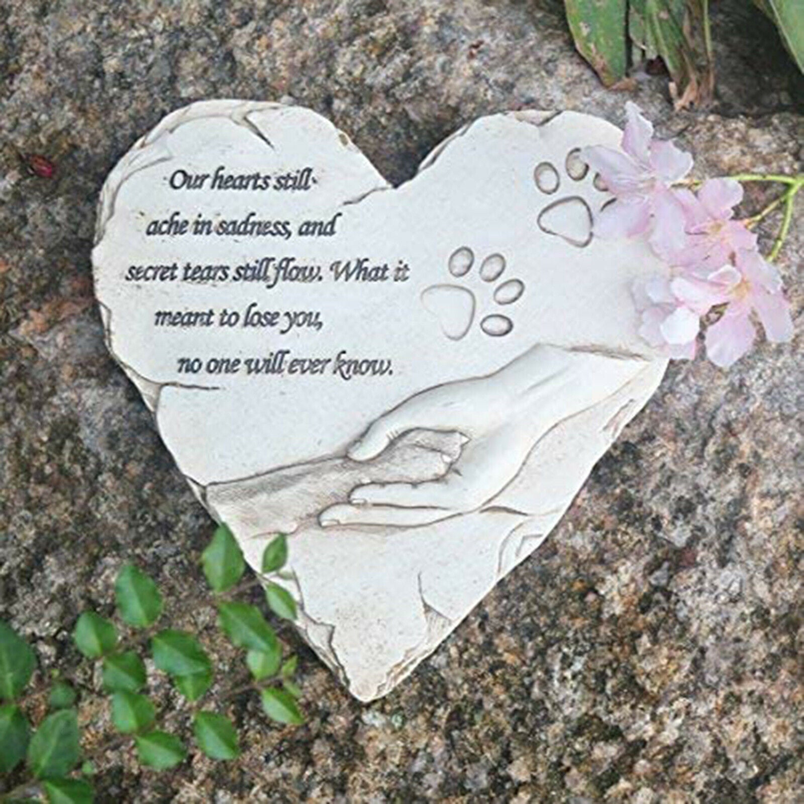 Pet Memorial Stone Paw Print Dog Grave Marker Cat Backyard Headstone Gift
