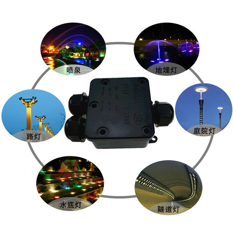 3 Way IP68 Waterproof Electrical Junction Box Cable Wire Line Connector Outdoor