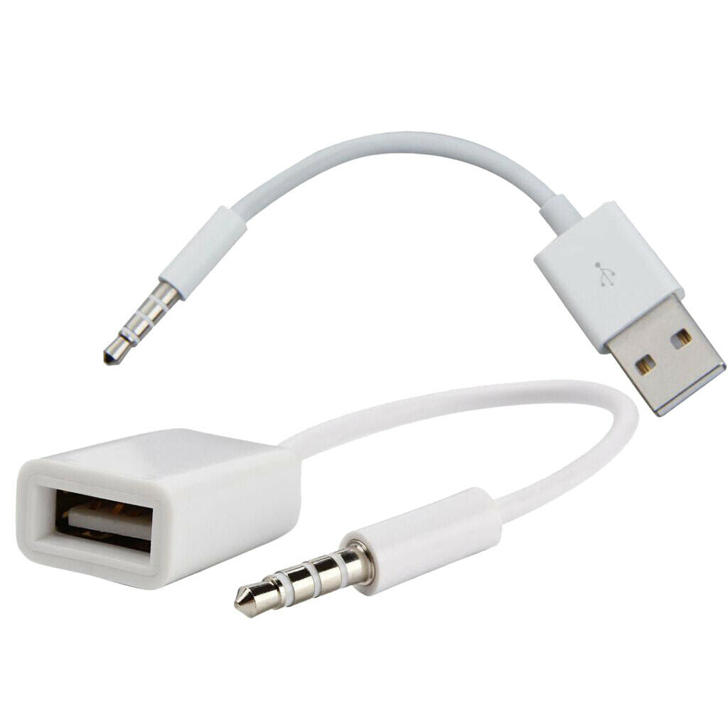 Lots 2 Universal 3.5mm Male USB 2.0 Female/Male Data/Charging Cord Adapter