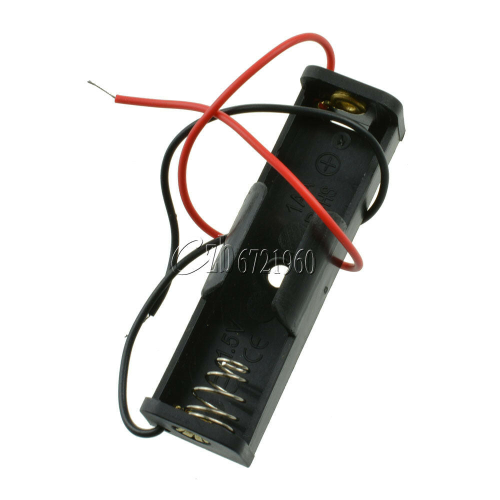 10PCS Plastic Battery Case Storage Box Holder with Wire Leads for AA 1.5V 2A