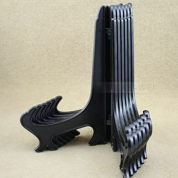 6 x Black Plastic Plate Holders Display Dish Rack Height - 22cm New