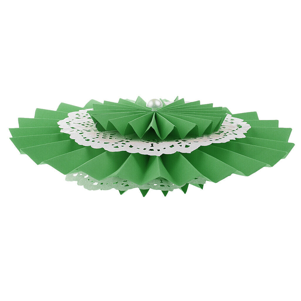 5pcs Paper Fan Flower Wedding Birthday Party Decor 10 inch Green