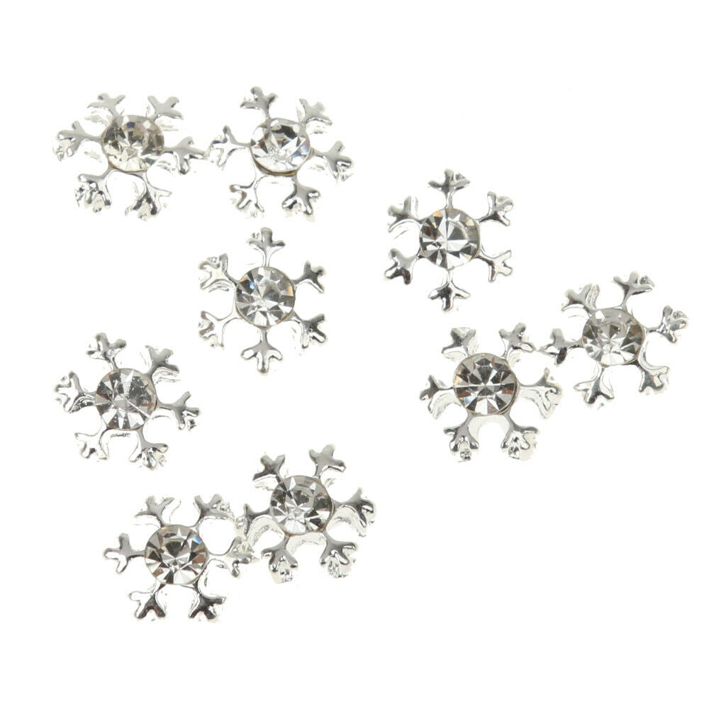 10 Nail Art Snowflake Alloy Rhinestones Peal Stricker Charms Jewelry Glitter