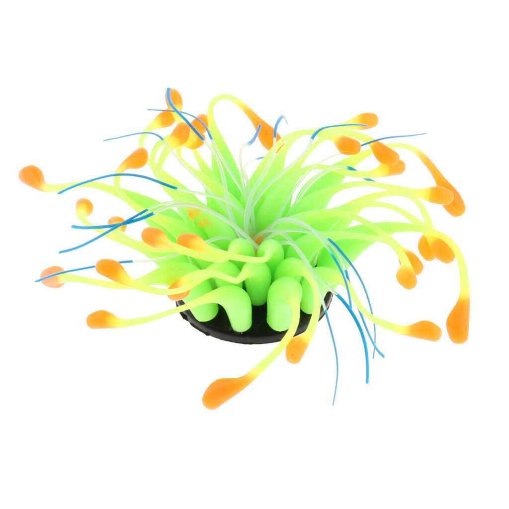 Aquarium Reptile Terrarium Silicon Coral Flower Fish Tank Ornament Orange