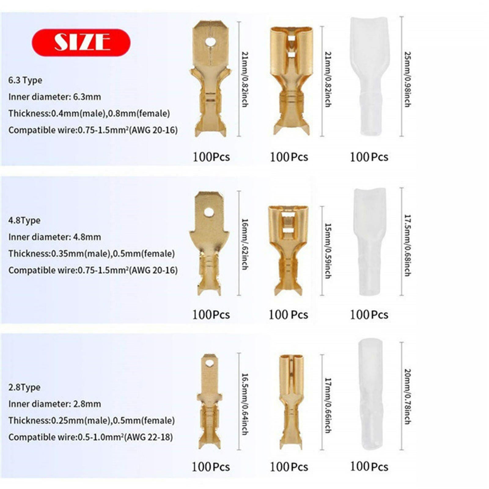 900x 2.8/4.8/6.3mm Insulated Wire Crimp Sheath for Connector General Quick