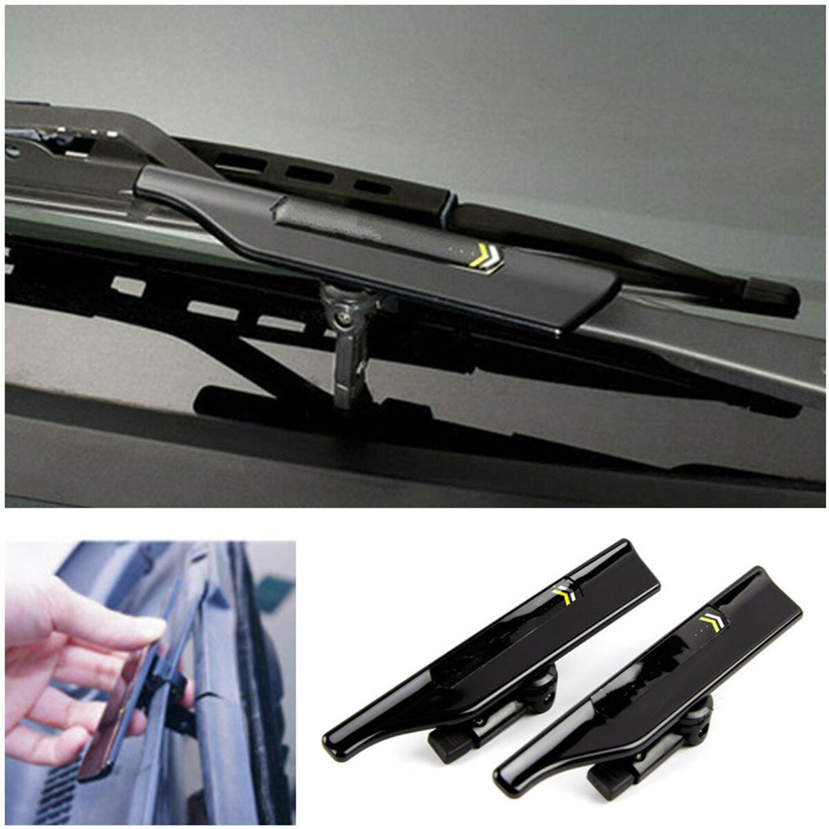 Rounded Corner 160Â° Rotating w/ Screws Windshield Wiper Wing Stand Blade Spoiler