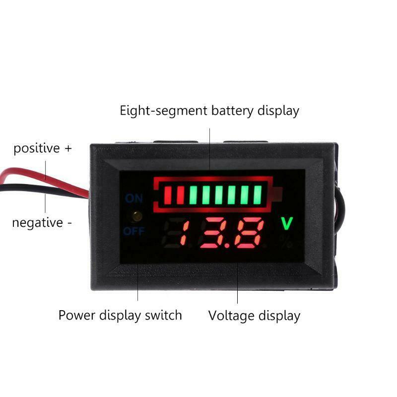 12V Car Lead Acid Battery Capacity Indicator Voltmeter Power Tester with Switch