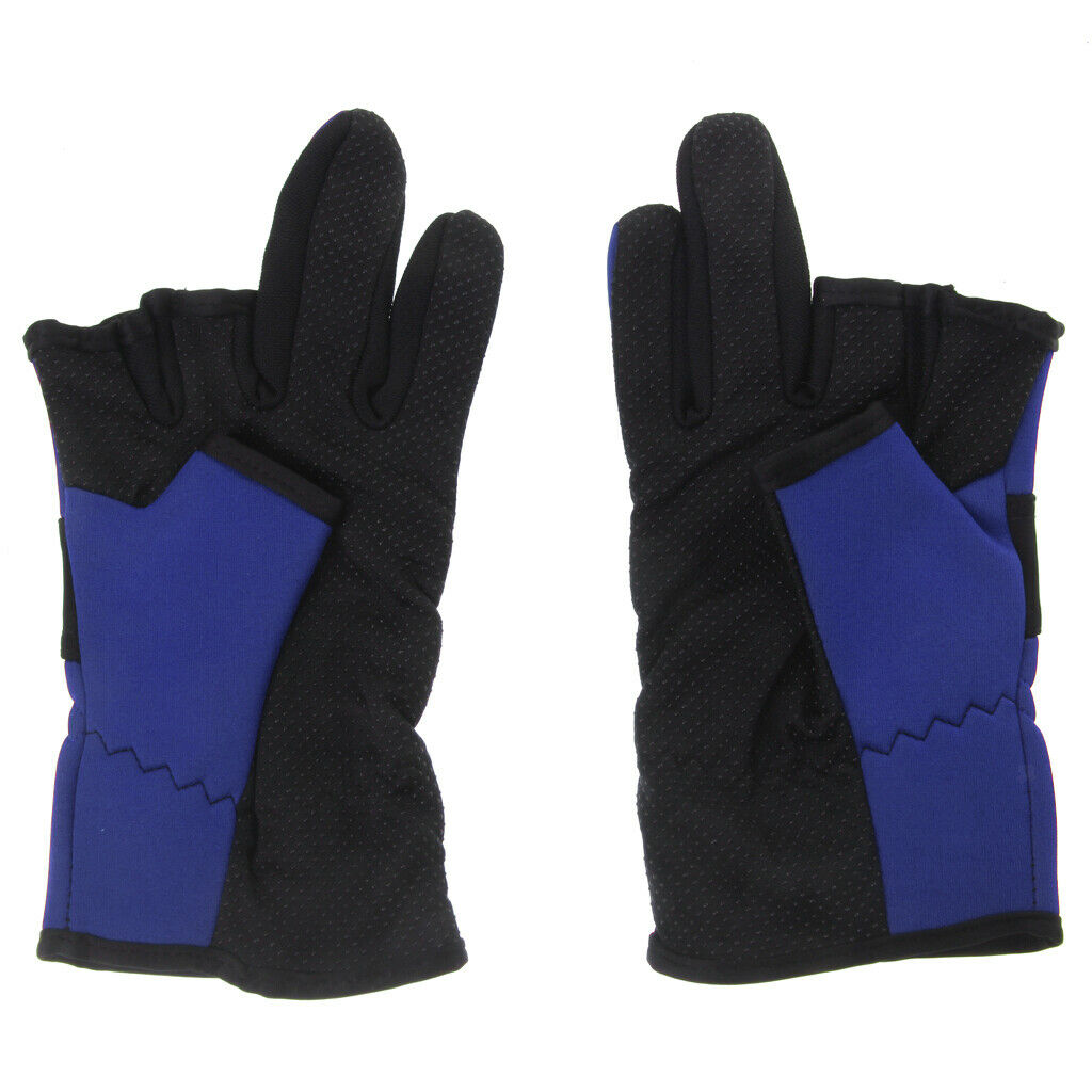 Outdoor Non Slip 2 Finger Fishing Gloves Hand Protection Waterproof Blue