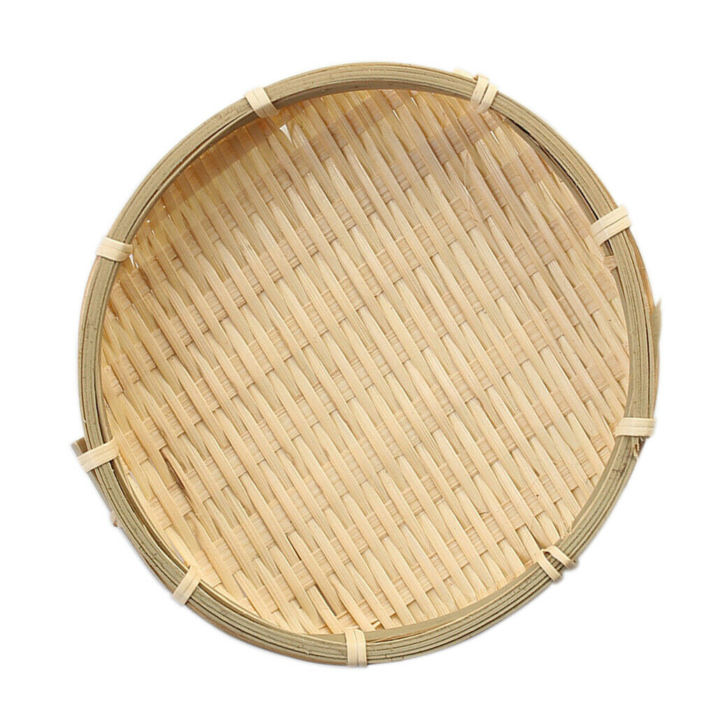 2pcs/set Bamboo Japanese Round Basket Dish Plate for Tea Leaf Dry Food Fruit