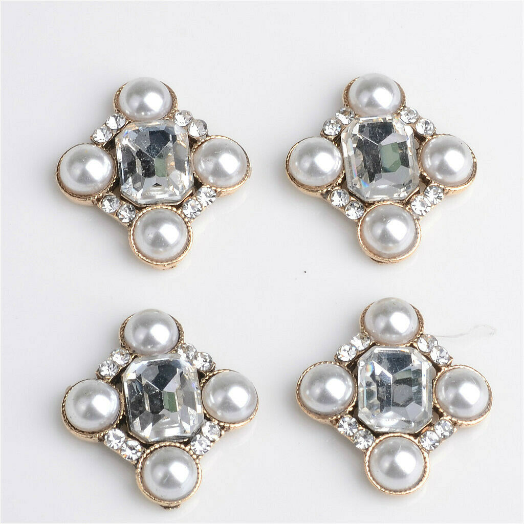 10 Pcs Diamond Rhinestone Crystal Bead Embellishment Buttons Flatback