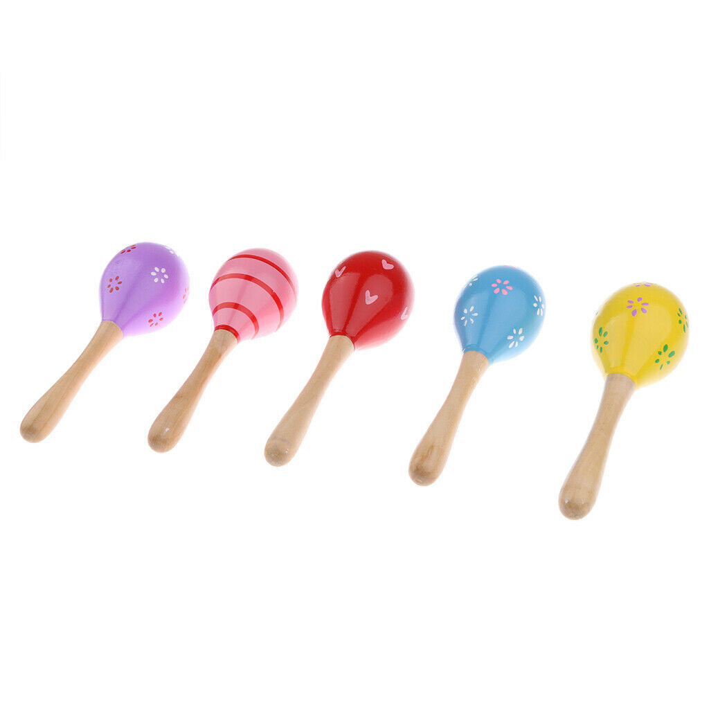 1x Colorful Wooden Maraca Large Hand Shaker For Kids Musical Toys 20cm