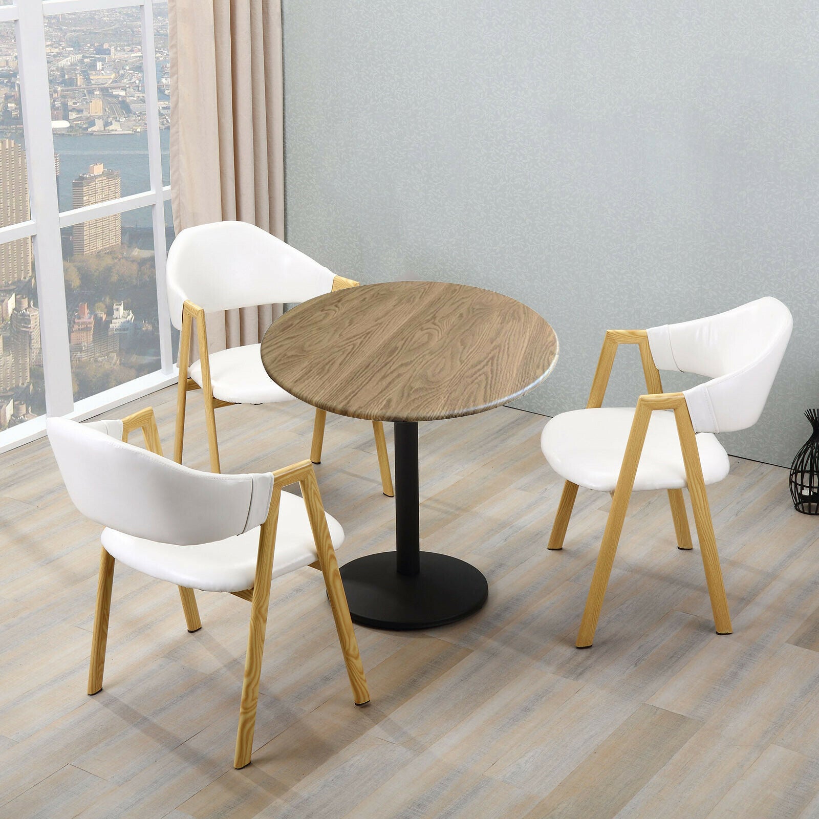 Round PVC Tablecloth Waterproof Table Cover Home Decor Wood Pattern