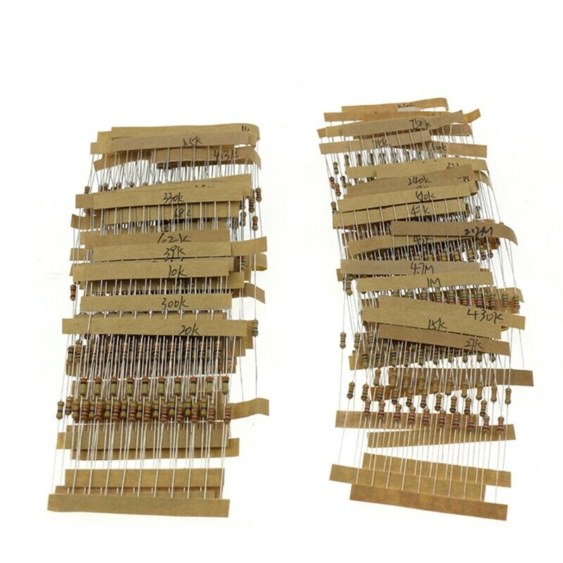 1220Pcs Resistor Kit 1/4W 5% 0.33 Ohm-4.7M Ohm 122 Value X10 Resistor ResistorA9