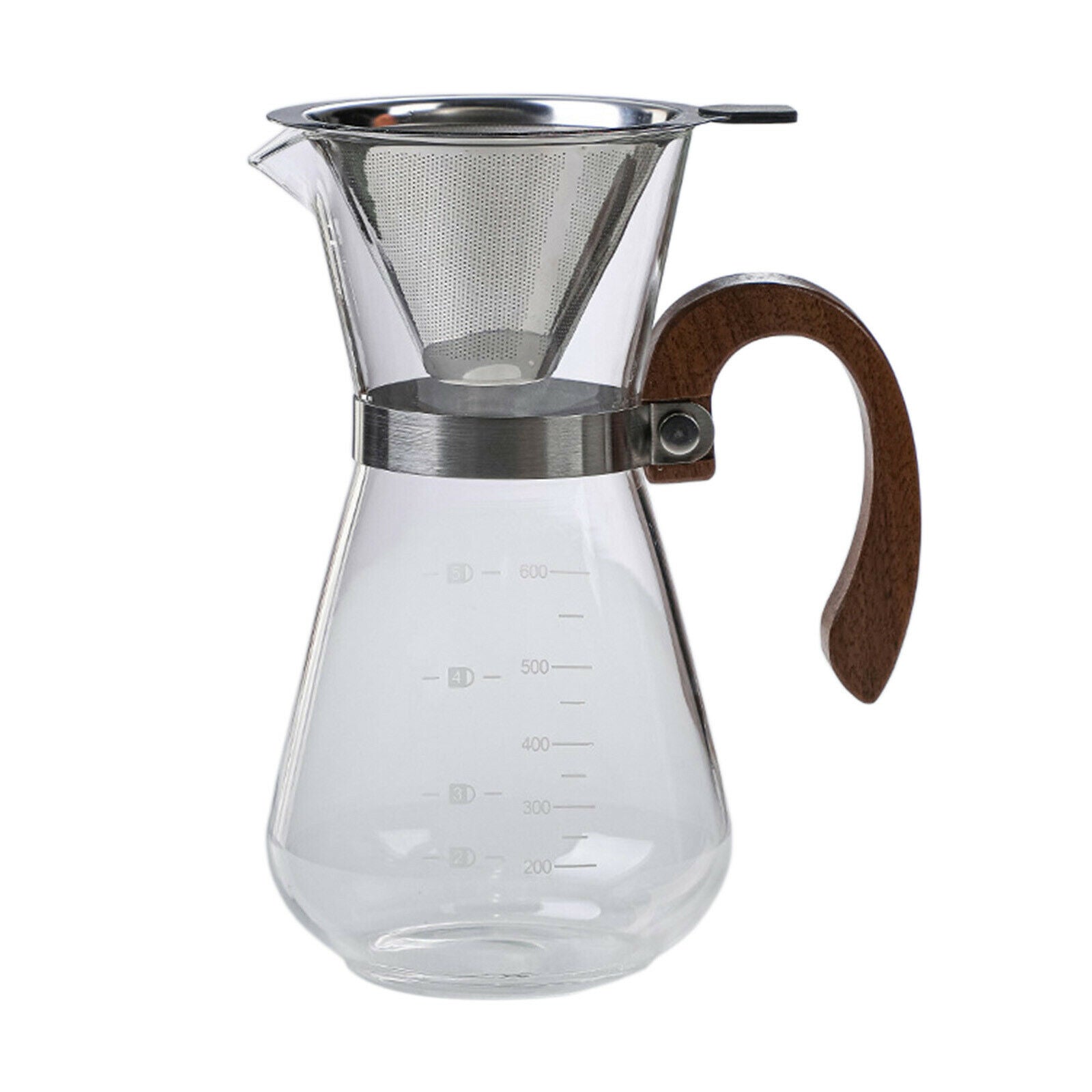 600ml Pour Over Coffee Maker w/ Filter Funnel Manual Coffee Brewer Portable