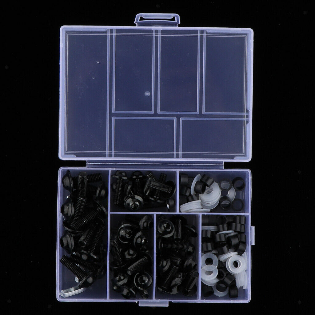 158Pcs Motorcycle Metal Complete Fairing Bolt Kit Bodywork Screws Nuts - Black
