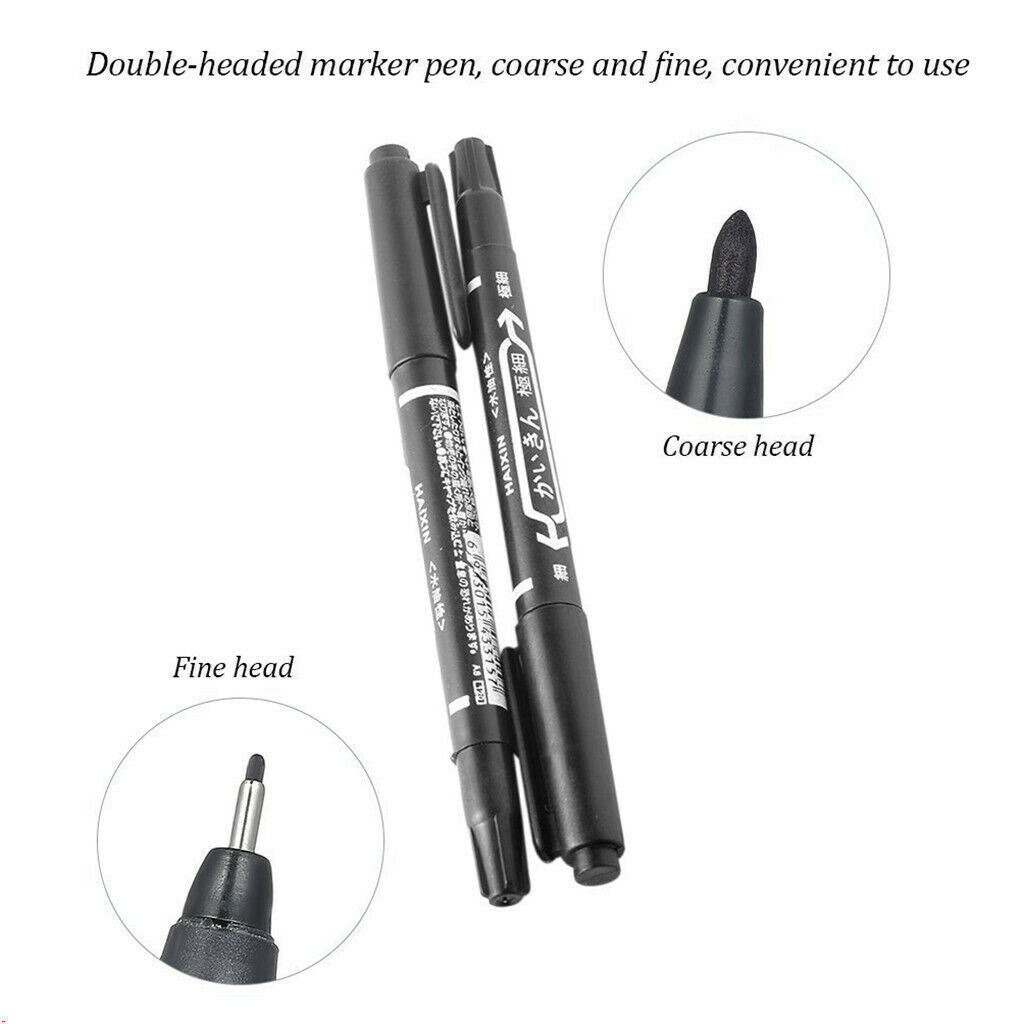 Set of 10 Pieces Universal Twin Tip Waterproof Black Fine Line Pen Writing
