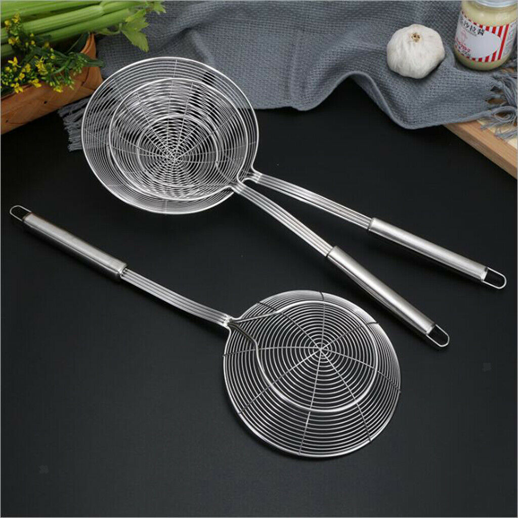 2x Stainless Steel Skimmer Colander French Fries for Fish Pasta 18cm/20cm