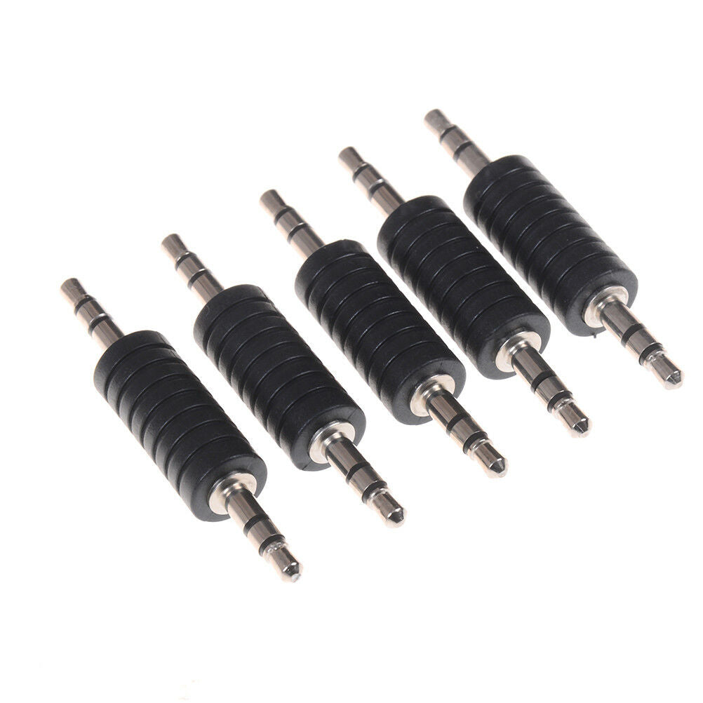 5X 3.5mm stereo male to male jack audio plug connector coupler adapter joiner_DD