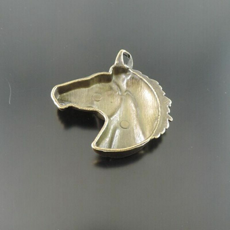 4pcs Antiqued Bronze Alloy Charm Horse Head Solid Metal Pendant Dangle 51*51*8mm
