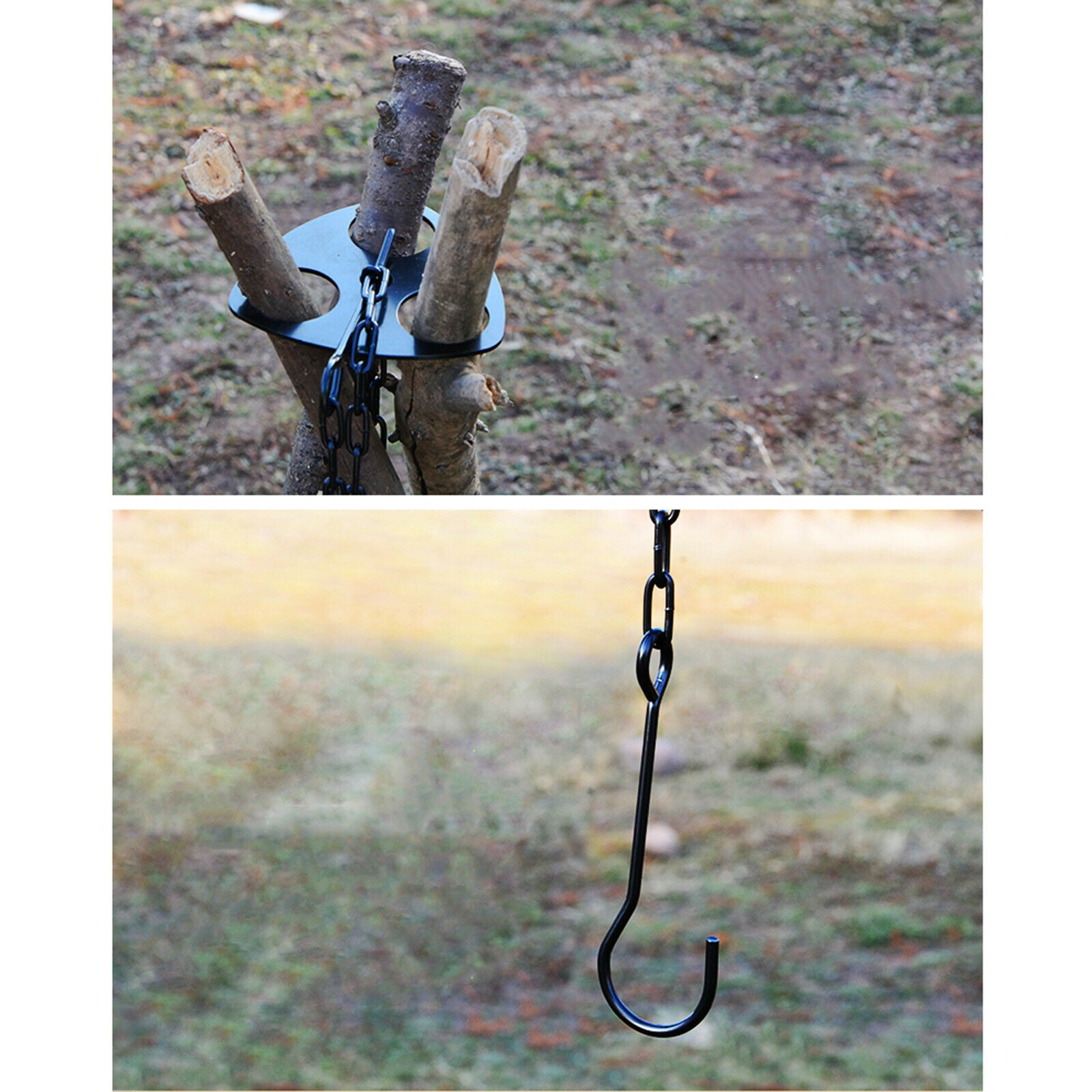 Camping Tripod Portable Campfire Grill Pot Holder Hook Adjustable Chain BBQ
