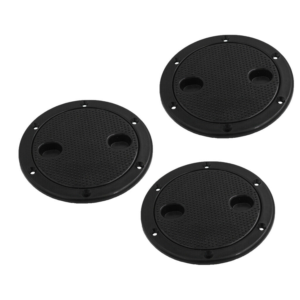 3 Pieces Marine Boat RV Black 4 inch Hatch Cover Twist Screw Out Deck Plate