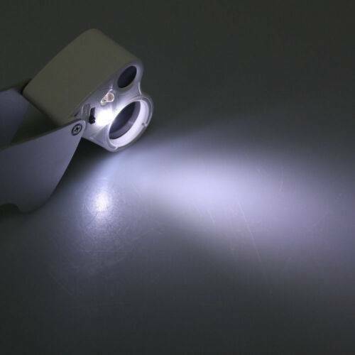 New 30X 60X 2in1 Glass Magnifying Magnifier Jewelry Loupe Loop W/ LED Lights