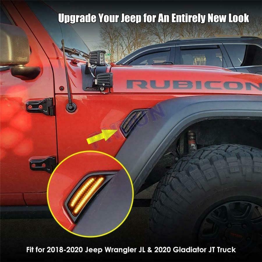 For 18-20 Jeep For Wrangler JL & Gladiator JT LED Front Fender Side Marker Light