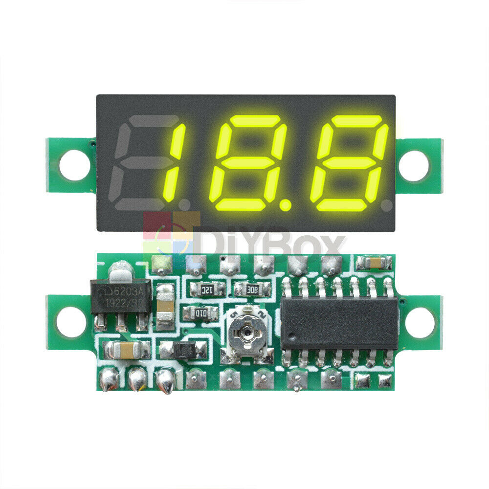 (5PCS) 0.28" Yellow LED DC 0-100V Voltmeter Digital Display Voltage VOLT METER