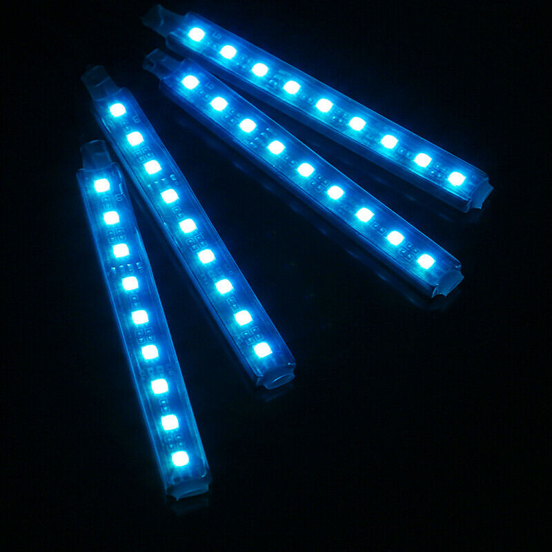 4PCS USB LED Car RGB Light Strip Interior Atmosphere Neon Lamp Remote Control