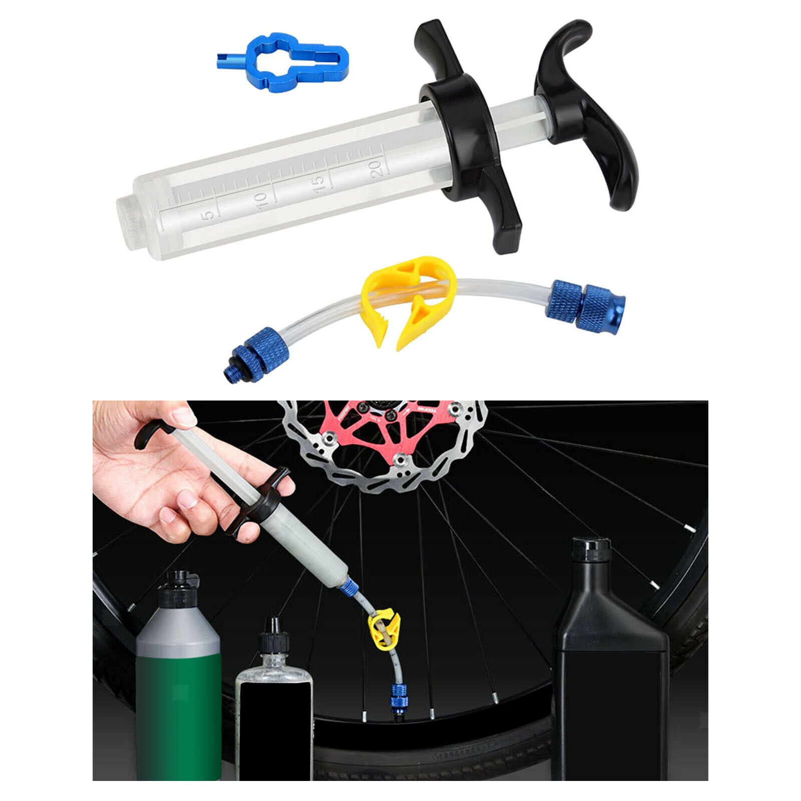 20ml MTB Road Cycling Bike No Tubes Tire Repair Sealant Injector Syringe