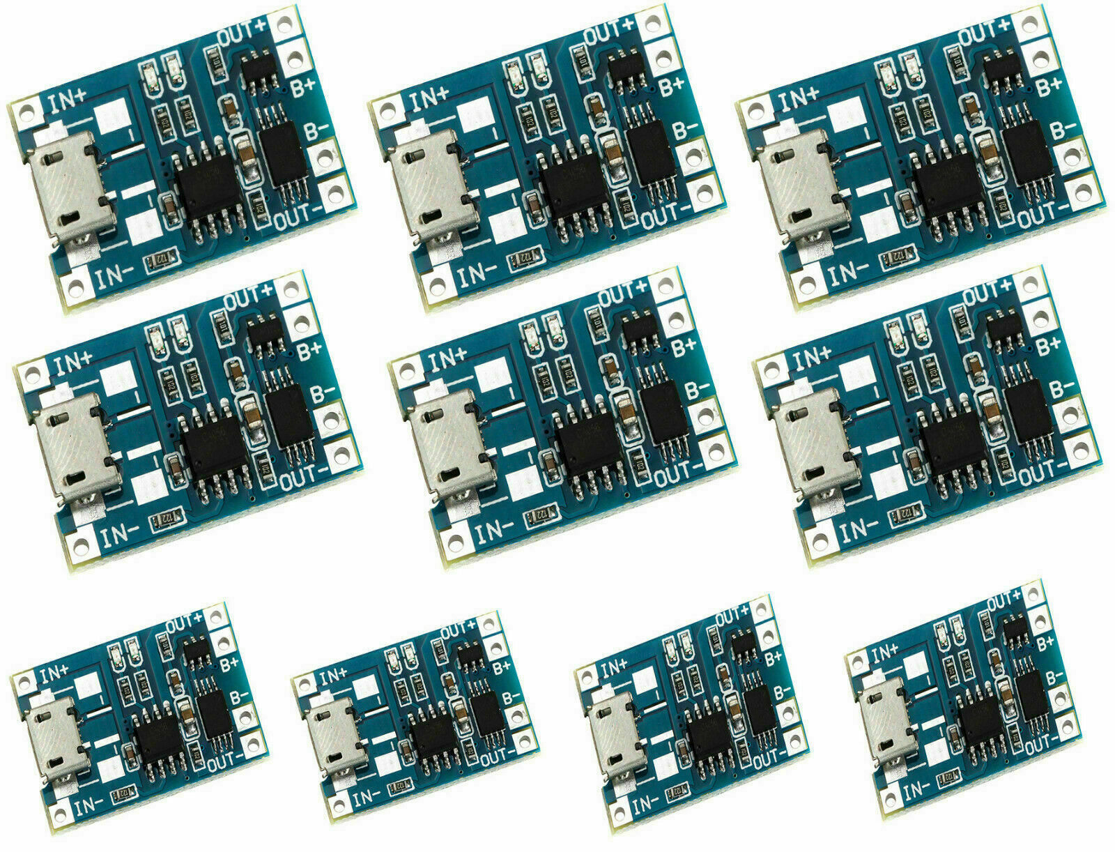 10x TP4056 1A Micro USB Charger Modules 5V 18650 Lithium Battery Charging Board