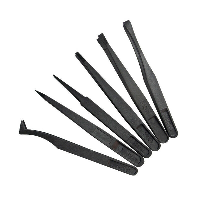 6Pcs Tweezer Anti-Static Plastic Tweezers Repair Tools for Sensitive Components