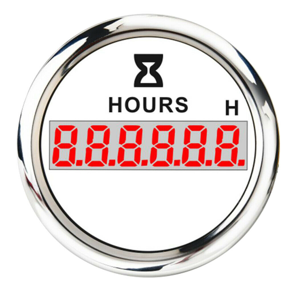 Marine Boat Parts Digital Hour Meter 52mm Round Gauge Waterproof White