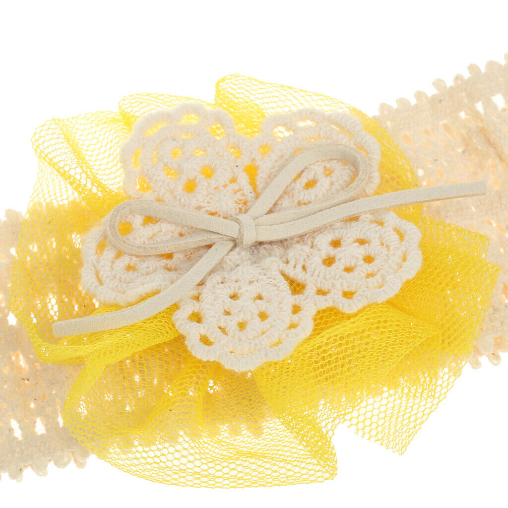 Cute Lace Flower Kids Baby Girl Toddler Headband Hair Band Headwear Yellow