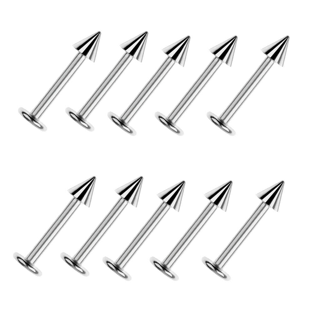 10PCs Labret Spick  Steel Body Jewelry Lip Chin Rings