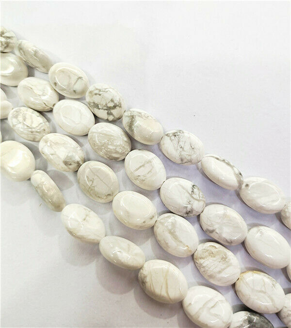 1 Strand 14x10x5mm Natural White Howlite Oval Spacer Loose Beads 15.5" HH7776