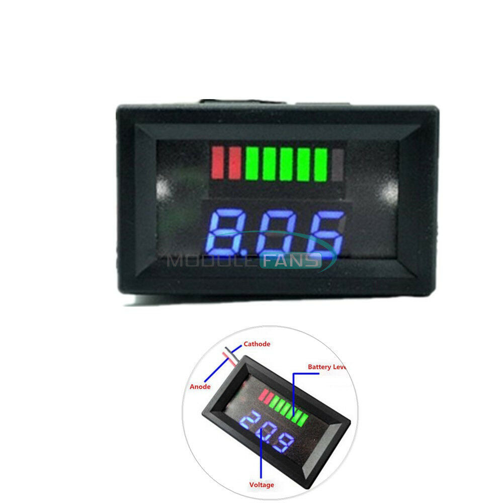 For 24V Lead-acid BatteryCharge Level Blue Indicator Voltmeter Stable